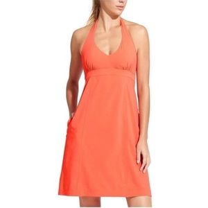 Athleta Go Anywhere Halter Dress with Pockets Coral Color Size 14